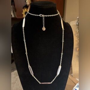 Liz Claiborne Bar  Chain Silver Tone Necklace  Strand 39-1/2” - 42” Signed Vtg